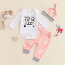 Load image into Gallery viewer, Baby "Daddy s Hunting Buddy" Romper Outfit (Available in Pink or Navy)