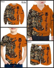 Load image into Gallery viewer, Kids "3D Boar Hunter" Orange T-shirt, Hoodie, Sweatshirt or Shorts