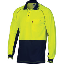 Load image into Gallery viewer, HiVis Cotton Backed Cool-Breeze Contrast Polo - long Sleeve - 3720