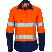 Load image into Gallery viewer, Ladies HiVis Two Tone Cool-Breeze Cotton Shirt with 3M R/Tape - Long sleeve - 3986