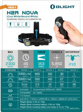 Load image into Gallery viewer, Olight H2R 2300 lumen rechargeable LED headlamp and angle torch