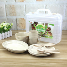 Load image into Gallery viewer, 24 Pieces Plastic Reusable Tableware Set