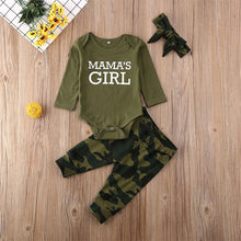 Load image into Gallery viewer, Baby "Mama's Girl" or Mama's Boy" Camo Outfit