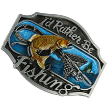 Load image into Gallery viewer, "I'd Rather Be Fishing" Belt Buckle