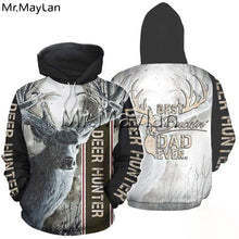 Load image into Gallery viewer, 3D Deer Hunter "best buckin dad ever" Hoodie, Jacket or Sweatshirt