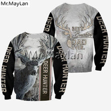 Load image into Gallery viewer, 3D Deer Hunter "best buckin dad ever" Hoodie, Jacket or Sweatshirt