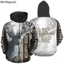 Load image into Gallery viewer, 3D Deer Hunter "best buckin dad ever" Hoodie, Jacket or Sweatshirt