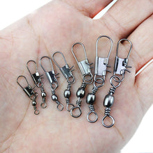 Load image into Gallery viewer, 50 Pack Stainless steel Bearing Swivel with Snap Fishhook
