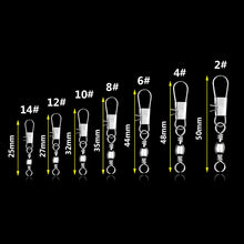 Load image into Gallery viewer, 50 Pack Stainless steel Bearing Swivel with Snap Fishhook