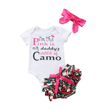 Load image into Gallery viewer, Baby Girls "I'm The Pink in My Daddy's World of Camo" Outfit