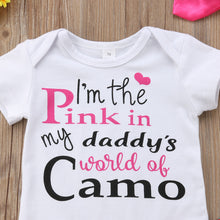Load image into Gallery viewer, Baby Girls "I'm The Pink in My Daddy's World of Camo" Outfit