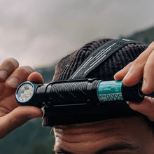 Load image into Gallery viewer, Olight Perun 3 Versatile Led Rechargeable Head Torch from Head to Hand