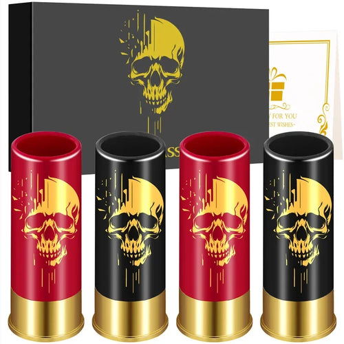 12GA Shot Glass Set Black/Red Skull Design