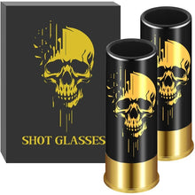 Load image into Gallery viewer, 12GA Shot Glass Set Black/Red Skull Design