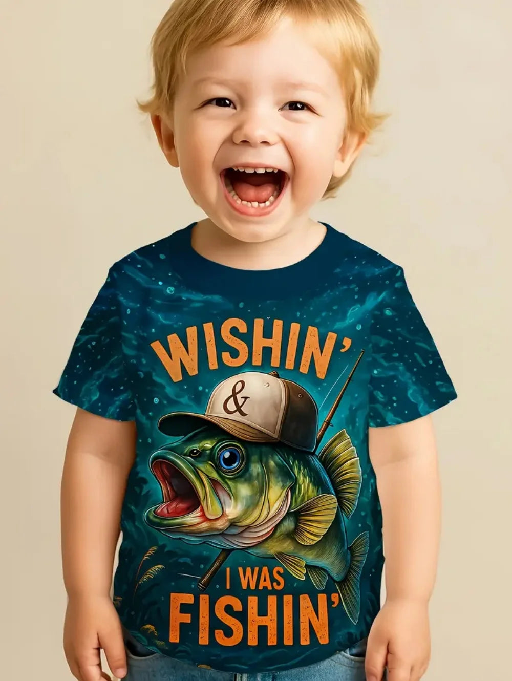 Kids Fish Graphic Short Sleeve T-Shirt