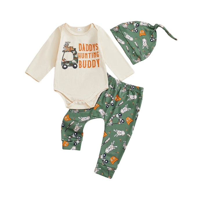 Hunting buddy baby Romper Set 3Pcs