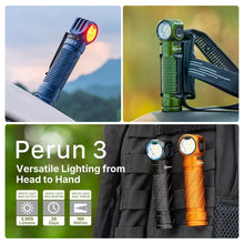 Load image into Gallery viewer, Olight Perun 3 Versatile Led Rechargeable Head Torch from Head to Hand
