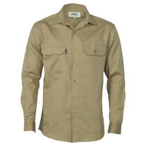 Cotton Drill Work Shirt - Long Sleeve - 3202