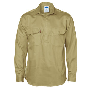 Close Front Cotton Drill Shirt - Long Sleeve - 3204
