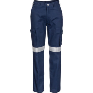 Ladies Cotton Drill Cargo Pants with 3M Reflective Tape - 3323