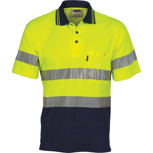 Hi Vis Two Tone Cotton Back Polos with Generic R.Tape - short sleeve - 3717