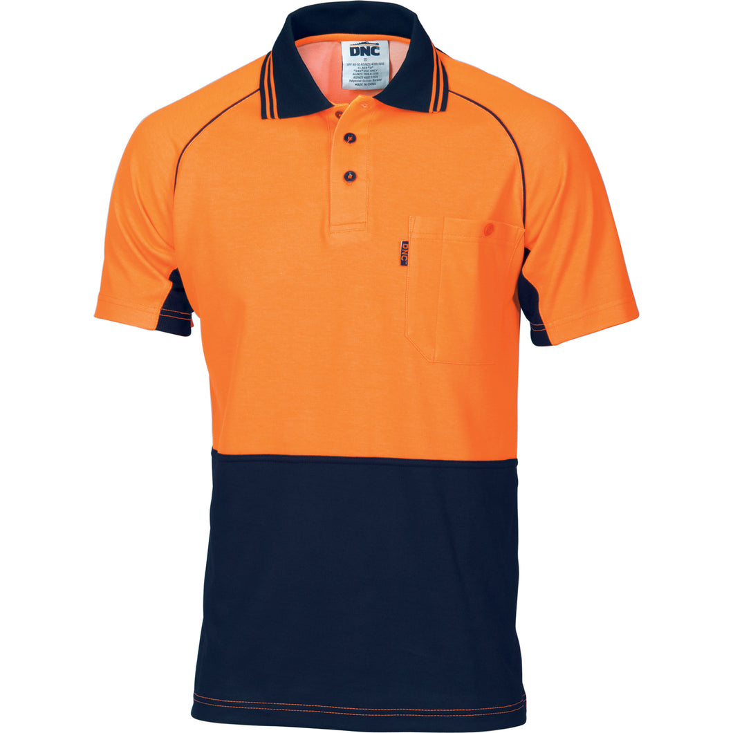 HiVis Cotton Backed Cool-Breeze Contrast Polo - Short Sleeve - 3719