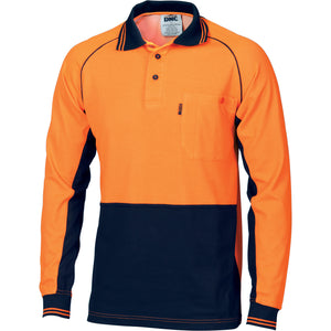 HiVis Cotton Backed Cool-Breeze Contrast Polo - long Sleeve - 3720