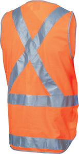 Day/Night Cross Back Safety Vests with Tail - 3802