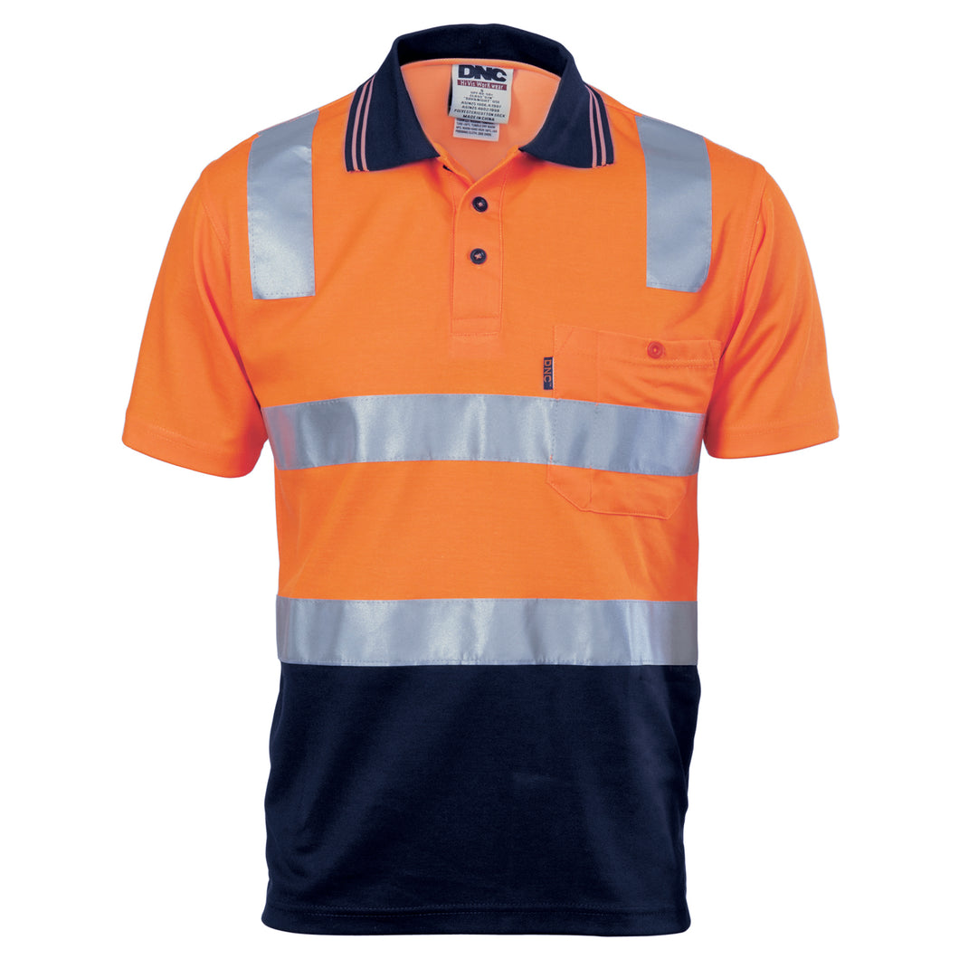 Cotton Back HiVis Two Tone Polo Shirt with CSR R/ Tape - Short sleeve - 3817