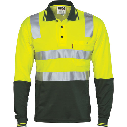 Cotton Back HiVis Two Tone Polo Shirt with CSR R/ Tape - L/S - 3818