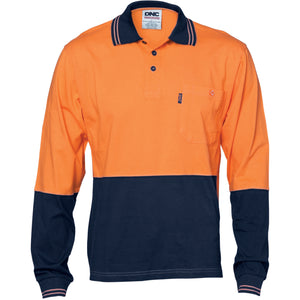 HiVis Cool-Breeze Cotton Jersey Polo Shirt with Under Arm Cotton Mesh - L/S - 3846