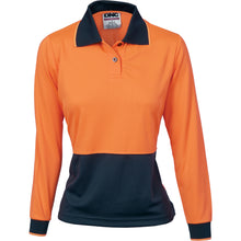 Load image into Gallery viewer, Ladies HiVis Two Tone Polo Shirt - Long Sleeve - 3898