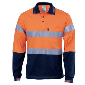 Hivis Cool-Breeze Cotton Jersey Polo With CSR R/Tape - L/S - 3916