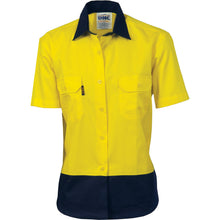 Load image into Gallery viewer, Ladies HiVis Two Tone Cotton Drill Shirt - Short Sleeve - 3931