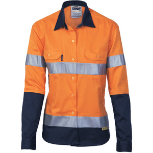 Ladies HiVis Two Tone Drill Sh irt with 3M R/Tape - Long sleeve - 3936