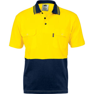 HiVis Cool-Breeze 2 Tone Cotton Jersey Polo Shirt with Twin Chest Pocket - S/S - 3943