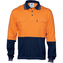 Load image into Gallery viewer, HiVis Cool-Breeze 2 Tone Cotton Jersey Polo Shirt with Twin Chest Pocket - L/S - 3944