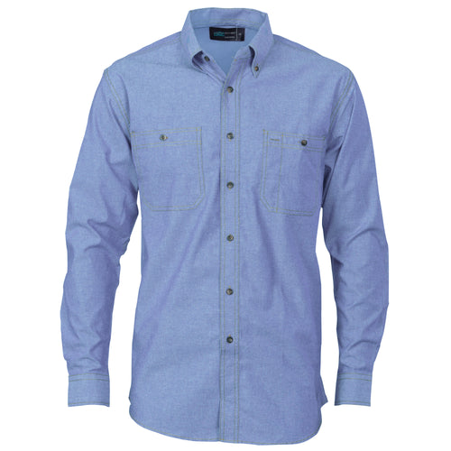 Cotton Chambray Shirt , Twin Pocket - Long Sleeve - 4102