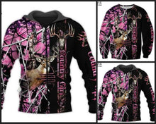 Load image into Gallery viewer, 3D Country Girl Black &amp; Pink Hoodie, Jacket or Sweatshirt