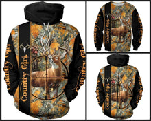 Load image into Gallery viewer, 3D Country Girl Orange &amp; Black Hoodie, Jacket or Sweatshirt