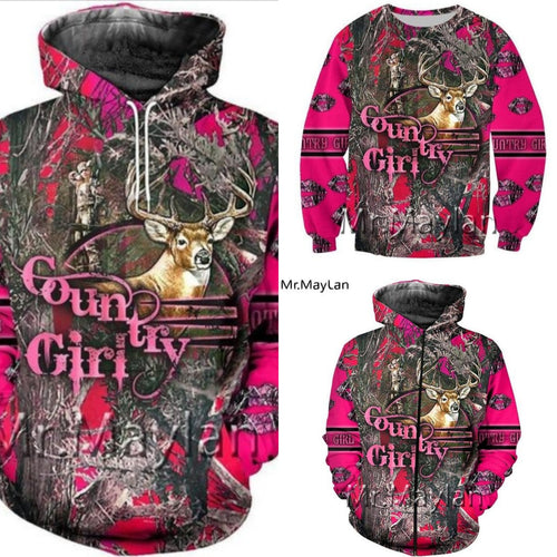 3D Pink Country Girl Hoodie, Jacket or Sweatshirt