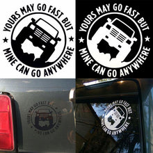 Load image into Gallery viewer, YOURS MAY GO FAST MINE CAN GO ANYWHERE Funny Car Sticker