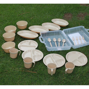 24 Pieces Plastic Reusable Tableware Set