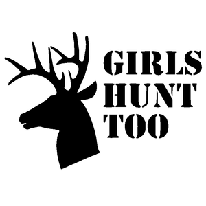 Deer Head "Girls Hunt Too" Sticker
