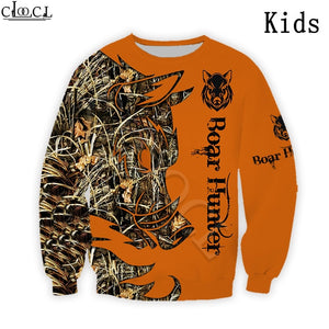 Kids "3D Boar Hunter" Orange T-shirt, Hoodie, Sweatshirt or Shorts