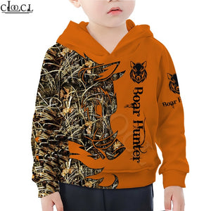 Kids "3D Boar Hunter" Orange T-shirt, Hoodie, Sweatshirt or Shorts