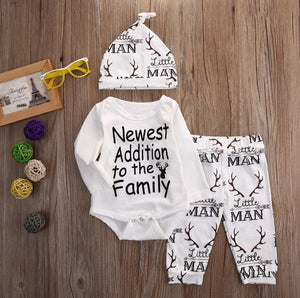 3pcs Baby Boy Outfit "Newest Addition to the family"