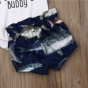 Baby 3 piece "Dads Little Fishing Buddy" outfit