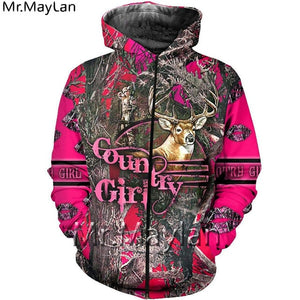 3D Pink Country Girl Hoodie, Jacket or Sweatshirt