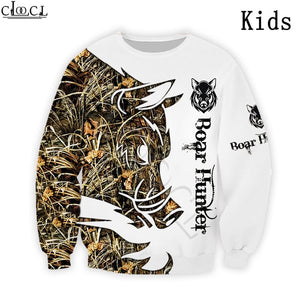 3D Kids "Boar Hunter" White T-shirt, Hoodie, Sweatshirt or Shorts